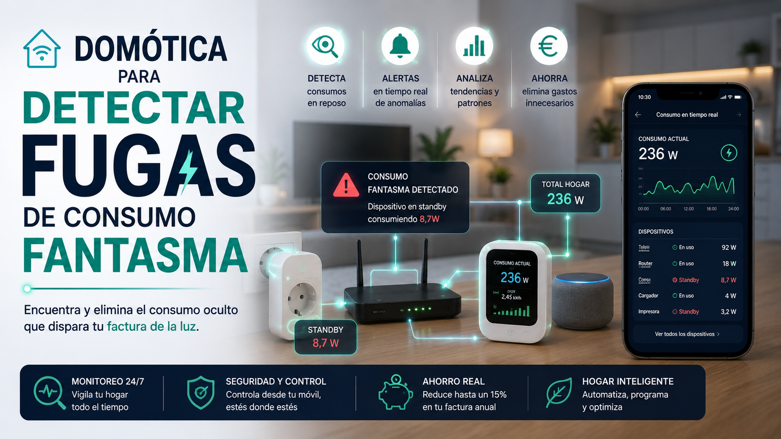 Domótica para Detectar Fugas de Consumo Fantasma en Casa